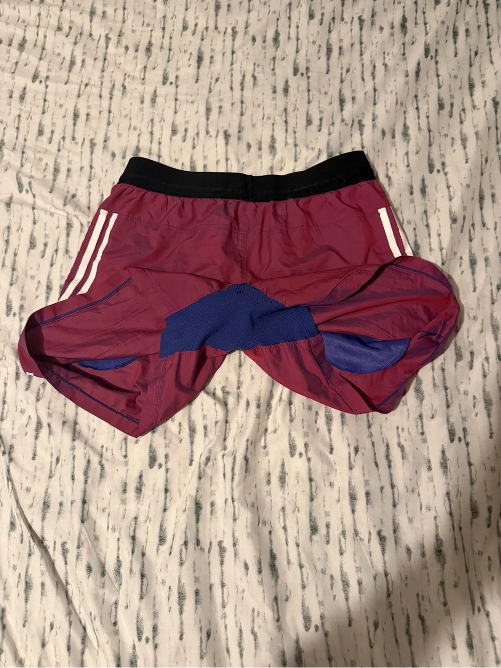 adidas Maroon Athletic Shorts with Black Waistband